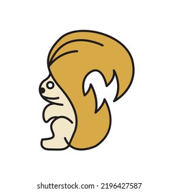 Vector Logo Illustration Squirrel solid color Style.