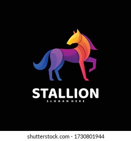 Vector Logo Illustration Stallion Gradient Colorful Style