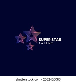 Vector Logo Illustration Star Gradient Line Art Style.