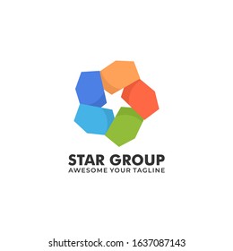 Vector Logo Illustration Star Group Colorful Style