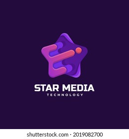 Vector Logo Illustration Star Media Gradient Colorful Style.