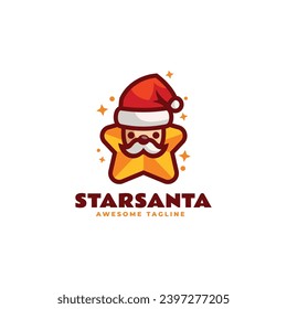 Logo Vector Ilustración Estilo de caricatura de la estrella Santa Mascot.