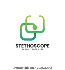 Vector Logo Illustration Stethoscope Gradient Colorful Style.