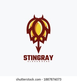 Vector Logo Illustration Stingray Simple Mascot Style.