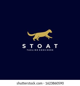 Vector Logo Illustration Stoat Jumping Silhouette