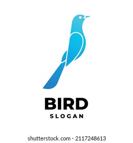 Vector Logo Illustration Stone Magpie Gradient Colorful Style.