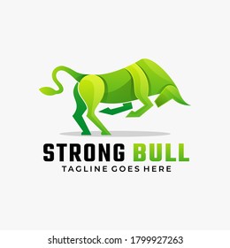 Vector Logo Illustration Strong Bull Gradient Colorful Style.