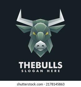 Vector Logo Illustration Strong Bull Gradient Colorful Style.