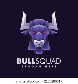 Vector Logo Illustration Strong Bull Gradient Colorful Style.