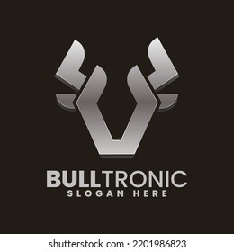 Ilustración con el logotipo del vector Estilo de color gradiente de toros fuertes