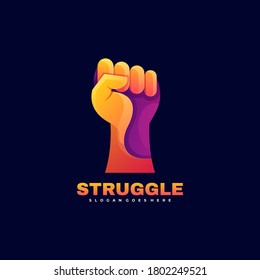 Vector Logo Illustration Struggle Gradient Colorful Style.