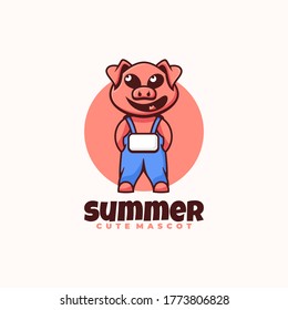 Vector Logo Illustration Summer Simple Mascot Style.