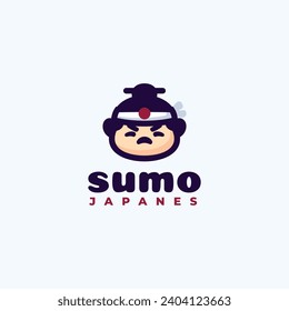 Logo Vector Ilustración Estilo De Caricatura De Mascota De Sumo.