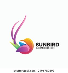 Vector Logo Illustration Sun Bird Gradient Colorful Style