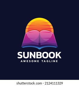 Vector Logo Illustration Sun Book Gradient Colorful Style.
