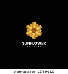 Vector Logo Illustration Sunflower Gradient Colorful Style.