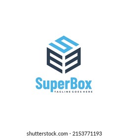 Vector Logo Illustration Super Box Line Art Style.