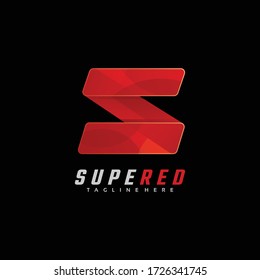 Vector Logo Illustration Super Red Gradient Colorful Style.