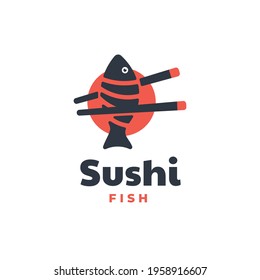 Vector Logo Illustration Sushi Simple Mascot Style.