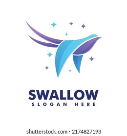 Vector Logo Illustration Swallow Gradient Colorful Style.