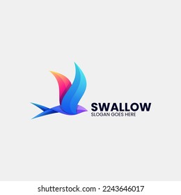 Vector Logo Illustration Swallow Gradient Colorful Style.