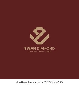 Ilustración del logotipo vectorial Estilo sencillo del diamante de cisne.