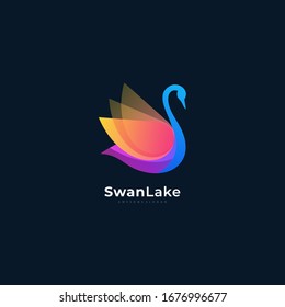 Vektorillustration Logo Illustration Swan Farbverlauf-Farbton.