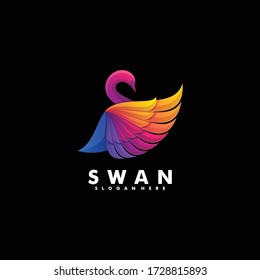 Vector Logo Illustration Swan Gradient Colorful Style.