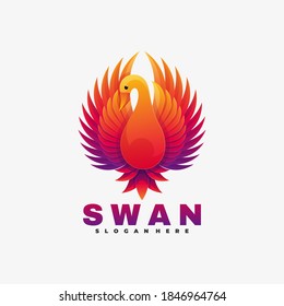 Vector Logo Illustration Swan Gradient Colorful Style.