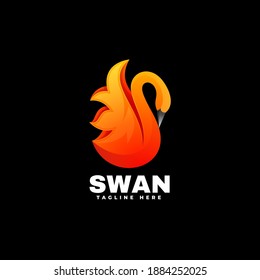 Vector Logo Illustration Swan Gradient Colorful Style.