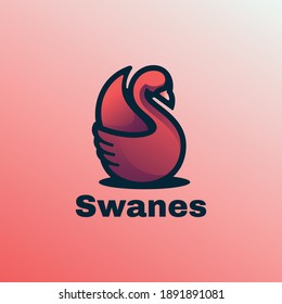 Vector Logo Illustration Swan Gradient Colorful Style.