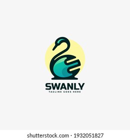 Vector Logo Illustration Swan Gradient Line Art Style.