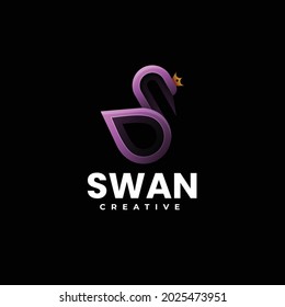 Vector Logo Illustration Swan Gradient Colorful Style.
