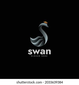 Vector Logo Illustration Swan Gradient Colorful Style.