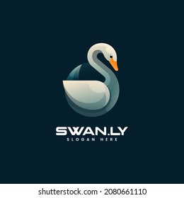 Vector Logo Illustration Swan Gradient Colorful Style.