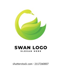 Vector Logo Illustration Swan Gradient Colorful Style.