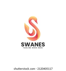 Vector Logo Illustration Swan Gradient Colorful Style.