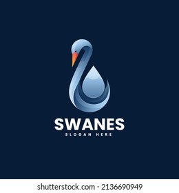 Vector Logo Illustration Swan Gradient Colorful Style.