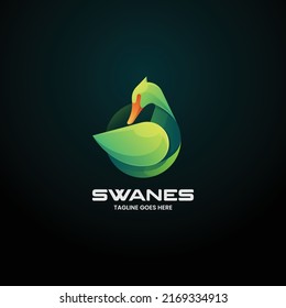 Vector Logo Illustration Swan Gradient Colorful Style.