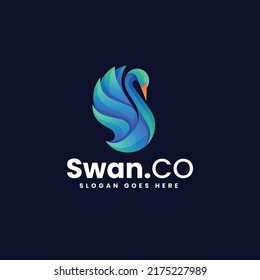 Vector Logo Illustration Swan Gradient Colorful Style.