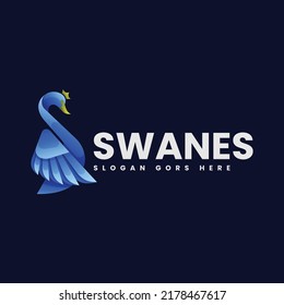 Vector Logo Illustration Swan Gradient Colorful Style.