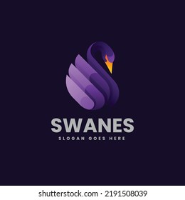 Vector Logo Illustration Swan Gradient Colorful Style.