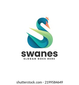 Ilustración del logotipo del vector Estilo de color gradiente del cigüeñal.