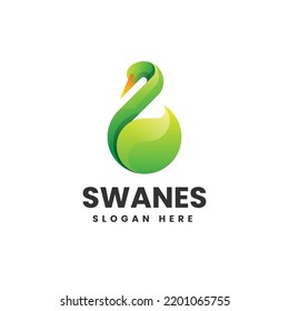 Vector Logo Illustration Swan Gradient Colorful Style.