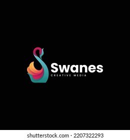 Vector Logo Illustration Swan Gradient Colorful Style