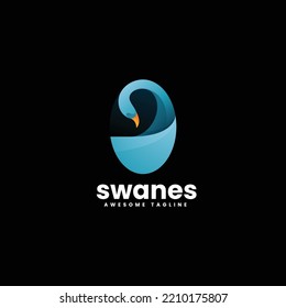 Vector Logo Illustration Swan Gradient Colorful Style