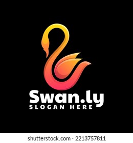 Vector Logo Illustration Swan Gradient Colorful Style