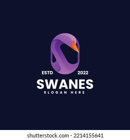 Vector Logo Illustration Swan Gradient Colorful Style