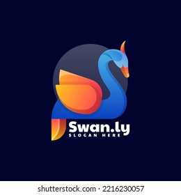 Vector Logo Illustration Swan Gradient Colorful Style