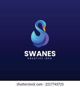 Vector Logo Illustration Swan Gradient Colorful Style
